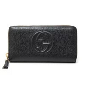 Gucci Soho Round Zip Long Wallet Interlocking GG Black